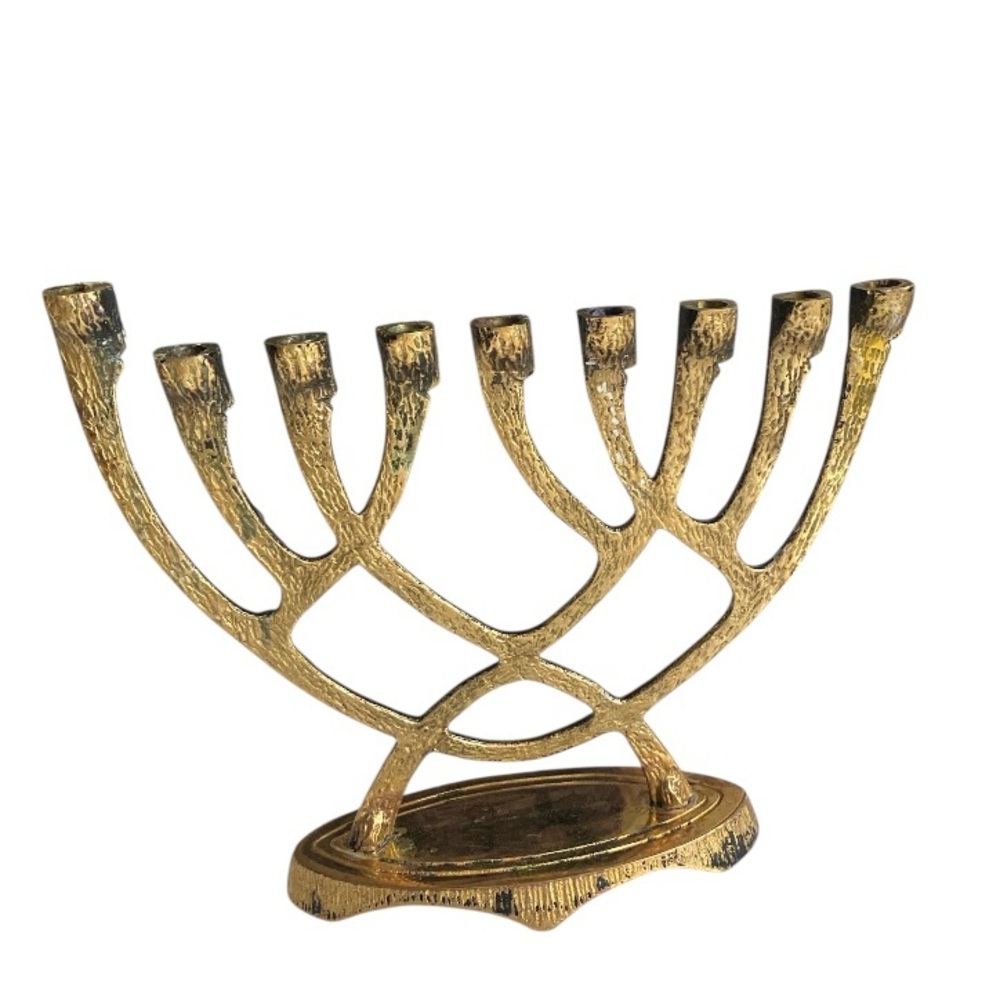 vintage Wainberg brass Hanukkah menorah, made in Israel.